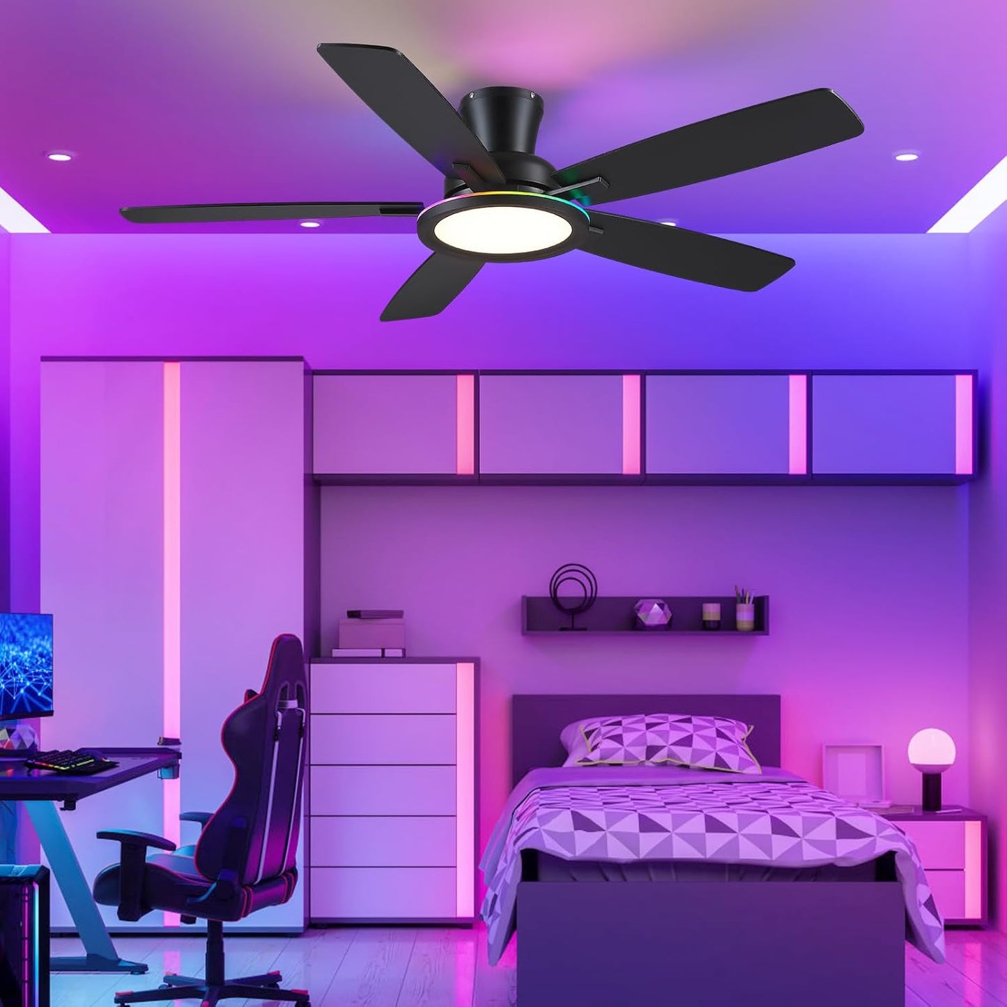 52 Inch Black Ceiling Fan