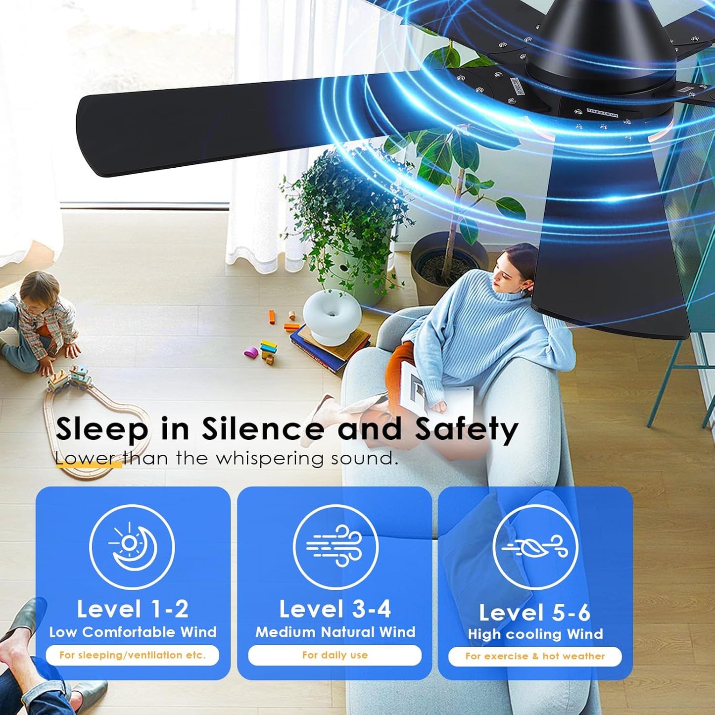 52 Inch Flush Mount Ceiling Fan with 8 Blades