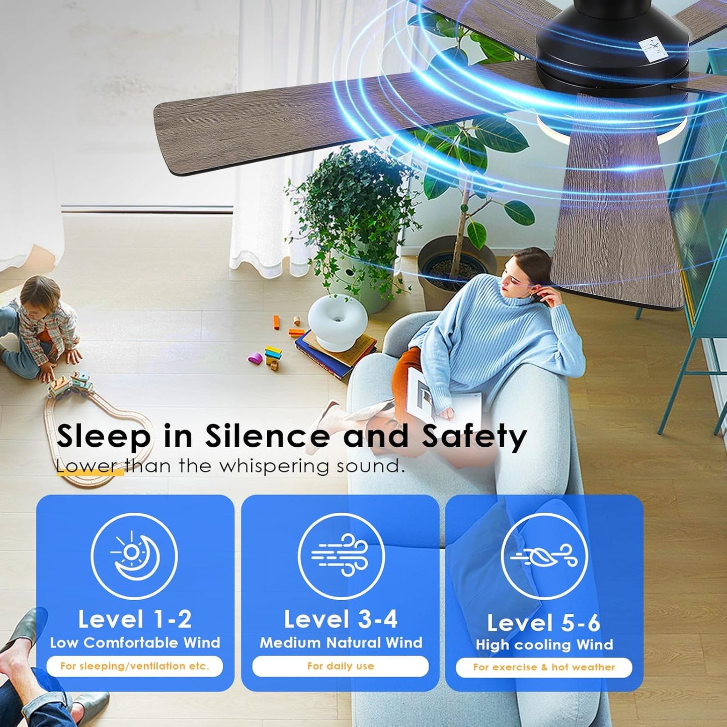 46 Inch  Low Profile Ceiling Fan with 6 Blades