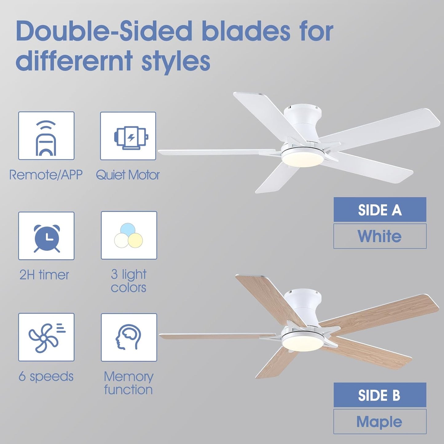 52 Inch Flush Mount Ceiling Fan