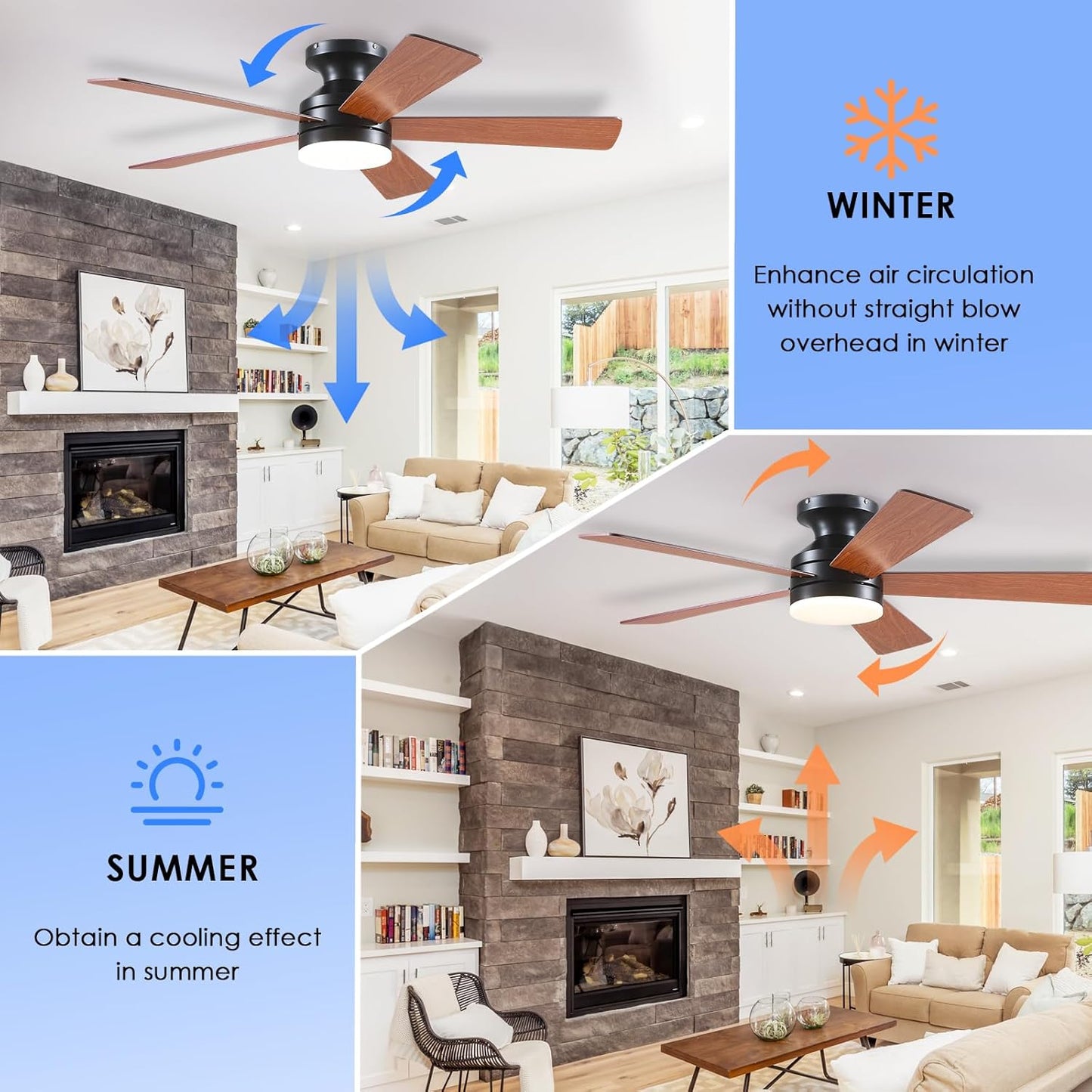 46 Inch  Low Profile Ceiling Fan with 6 Blades