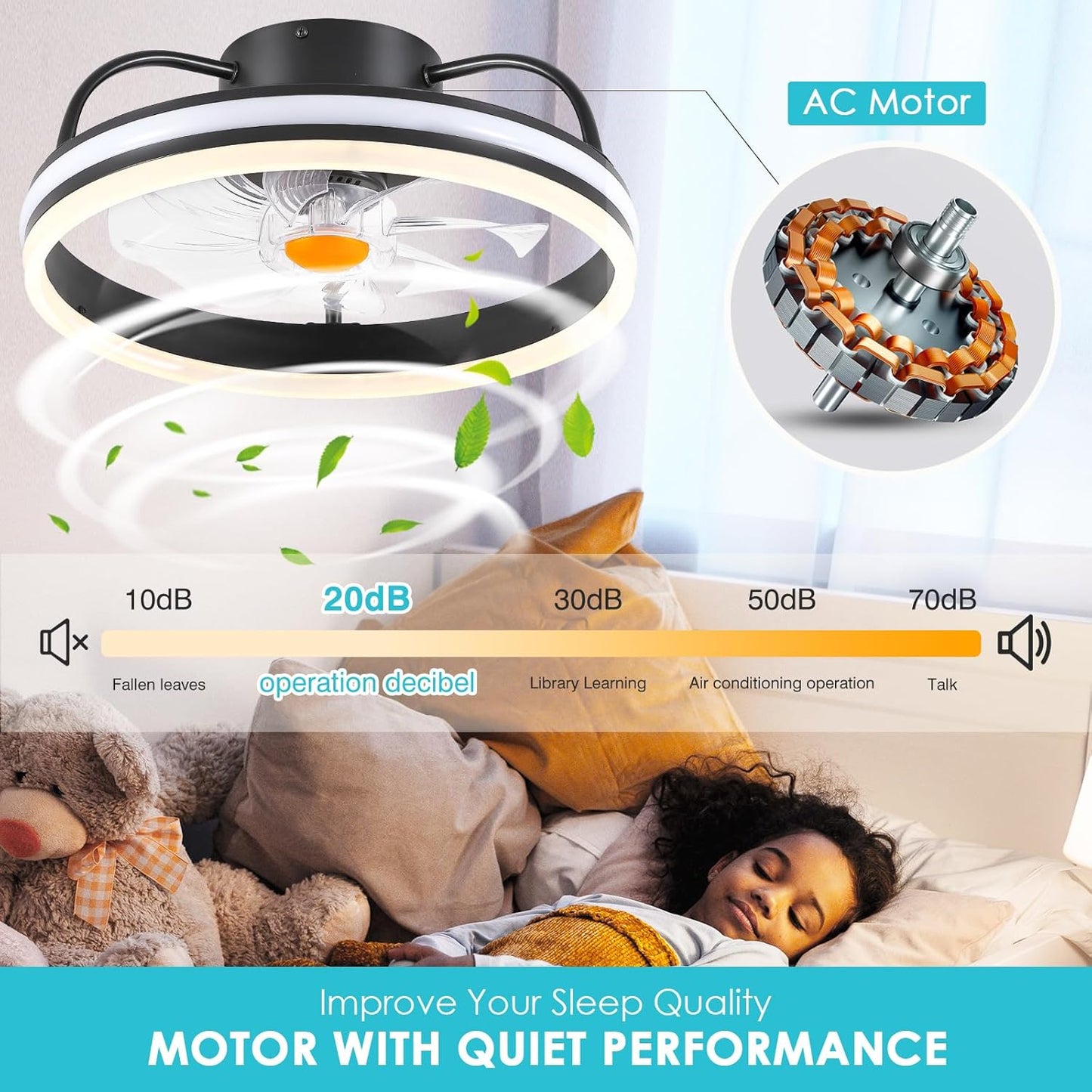 16 Inches Circle Ceiling Fan Light ,Small Ceiling Fan