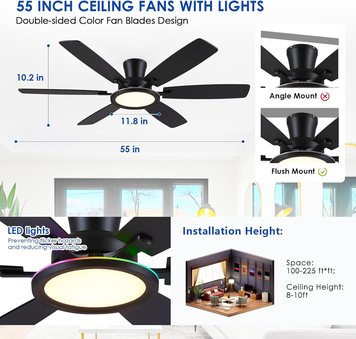 54 Inch Ceiling Fan with Light