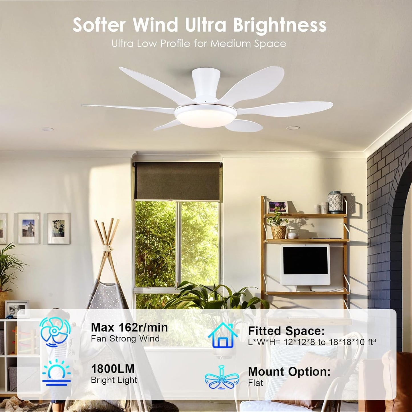 51 Inch Flush Mount Ceiling Fan