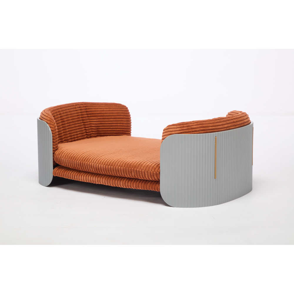 Bellura Pet - Elevated Grey+Brown Scandinavian Style Cat Couch Bed with Removable Mattress Cover for Indoor Cats