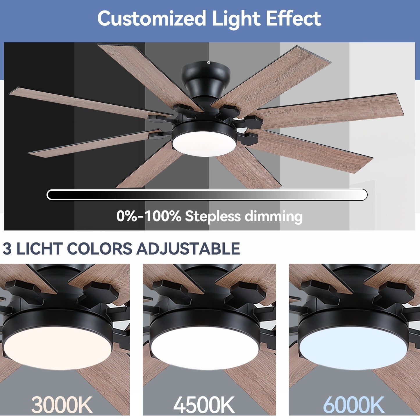 52 Inch 8 Blades Ceiling Fan