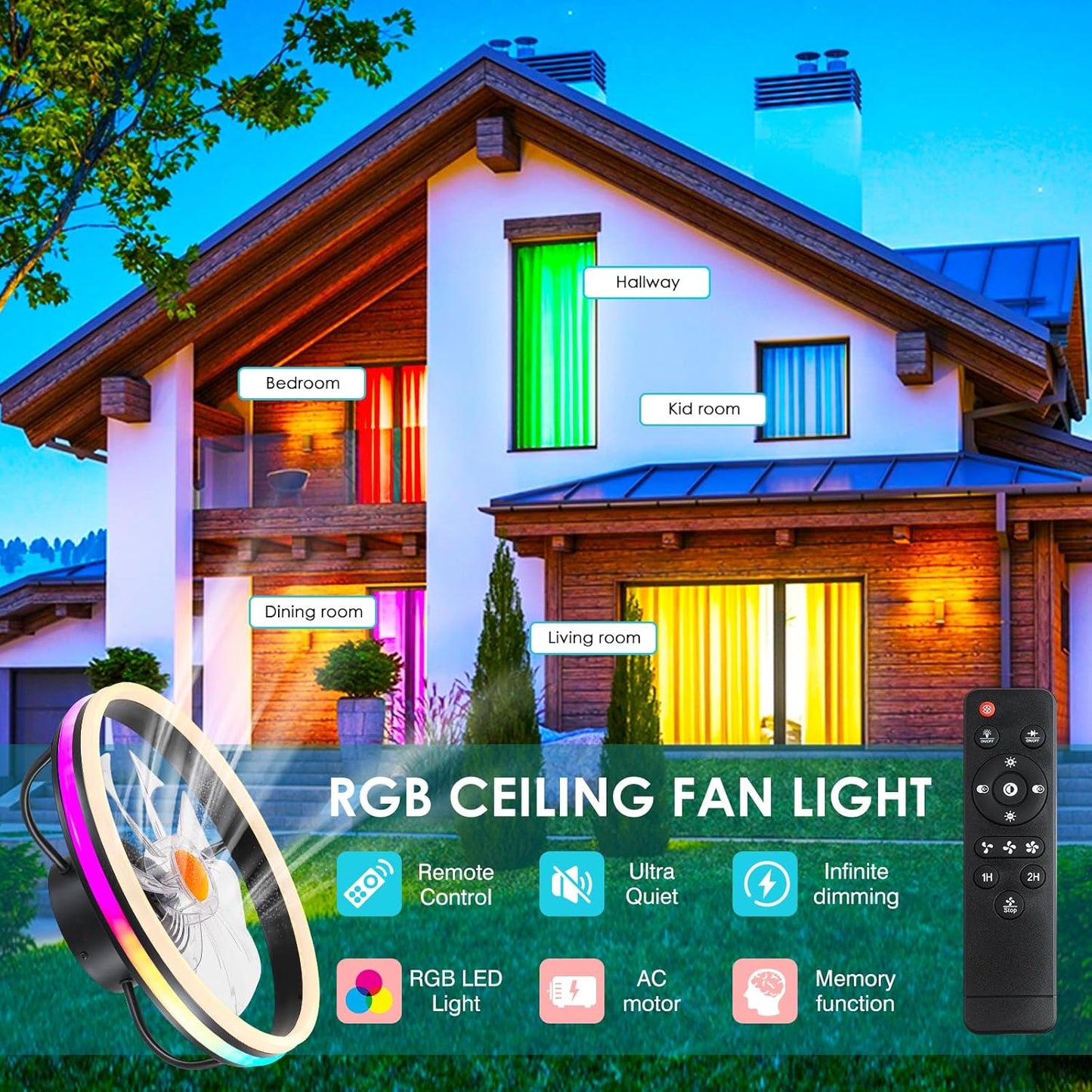 16 Inches Circle Ceiling Fan Light ,Small Ceiling Fan