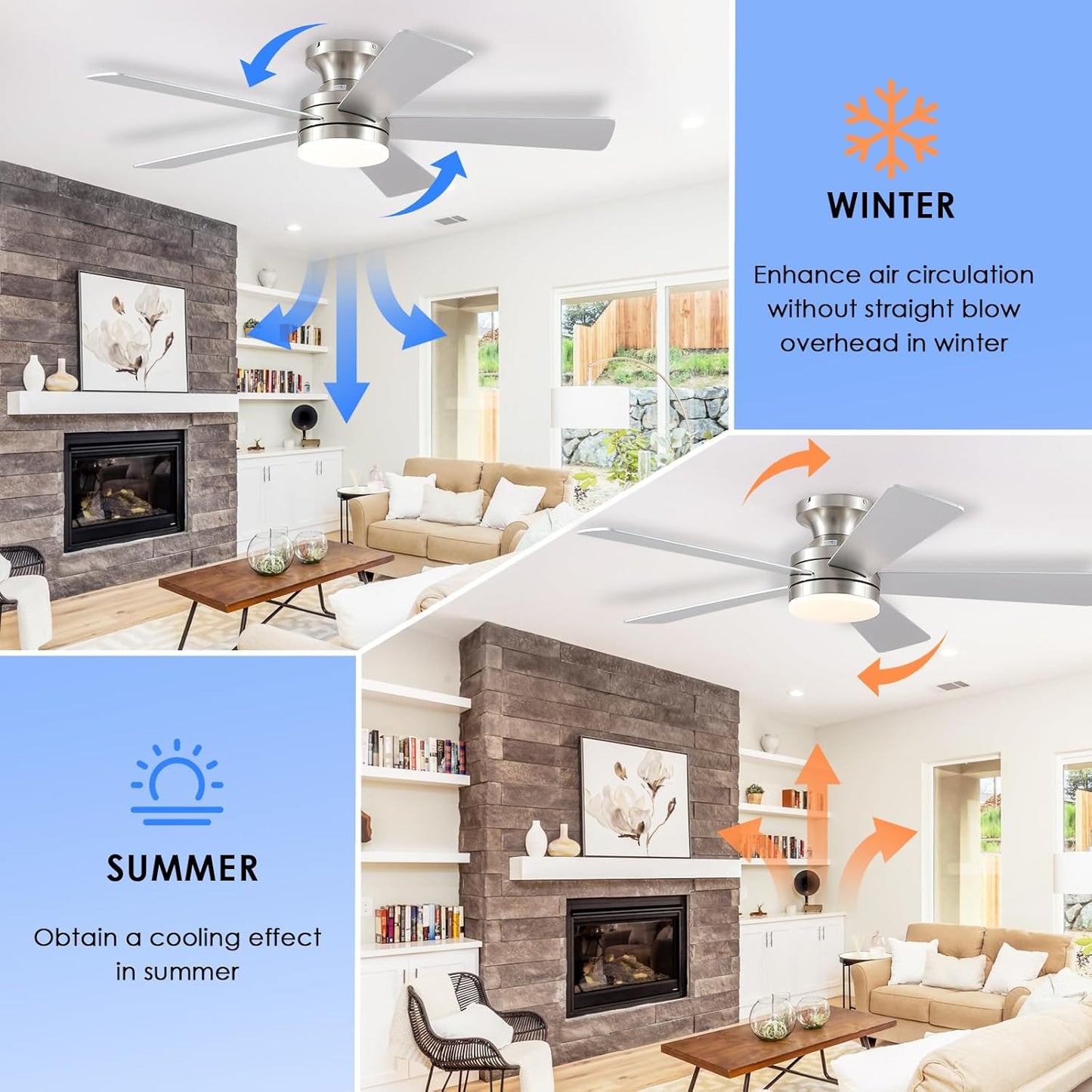 46 Inch  Low Profile Ceiling Fan with 6 Blades