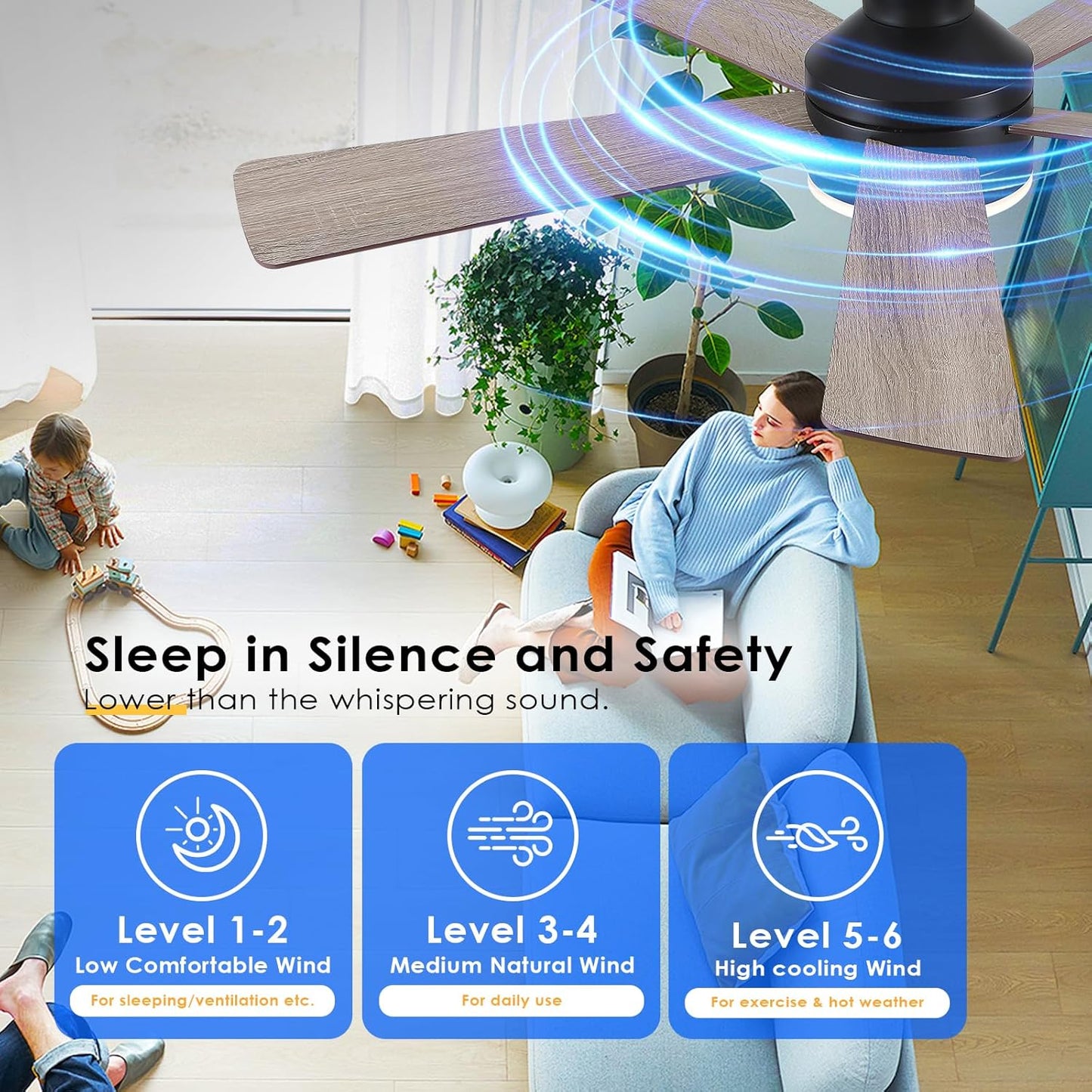 46 Inch  Low Profile Ceiling Fan with 6 Blades