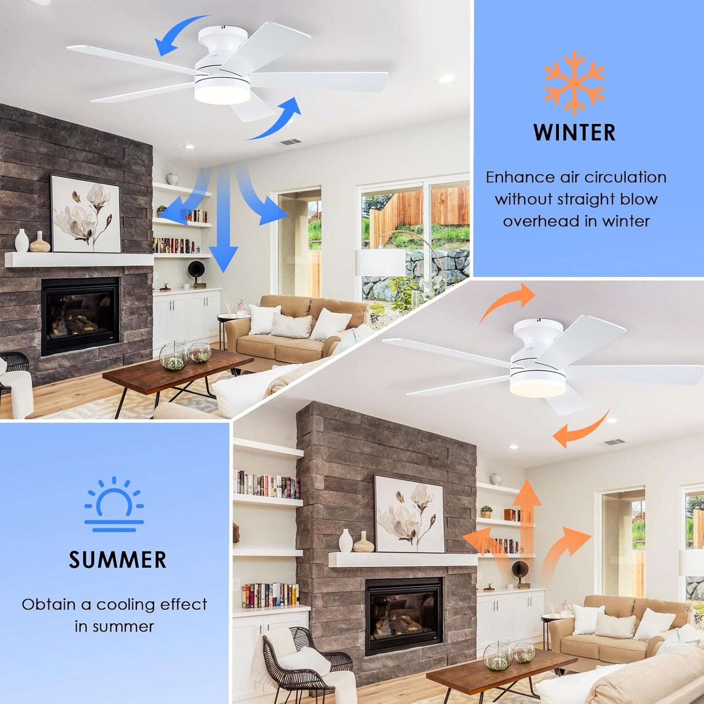 46 Inch  Low Profile Ceiling Fan with 6 Blades