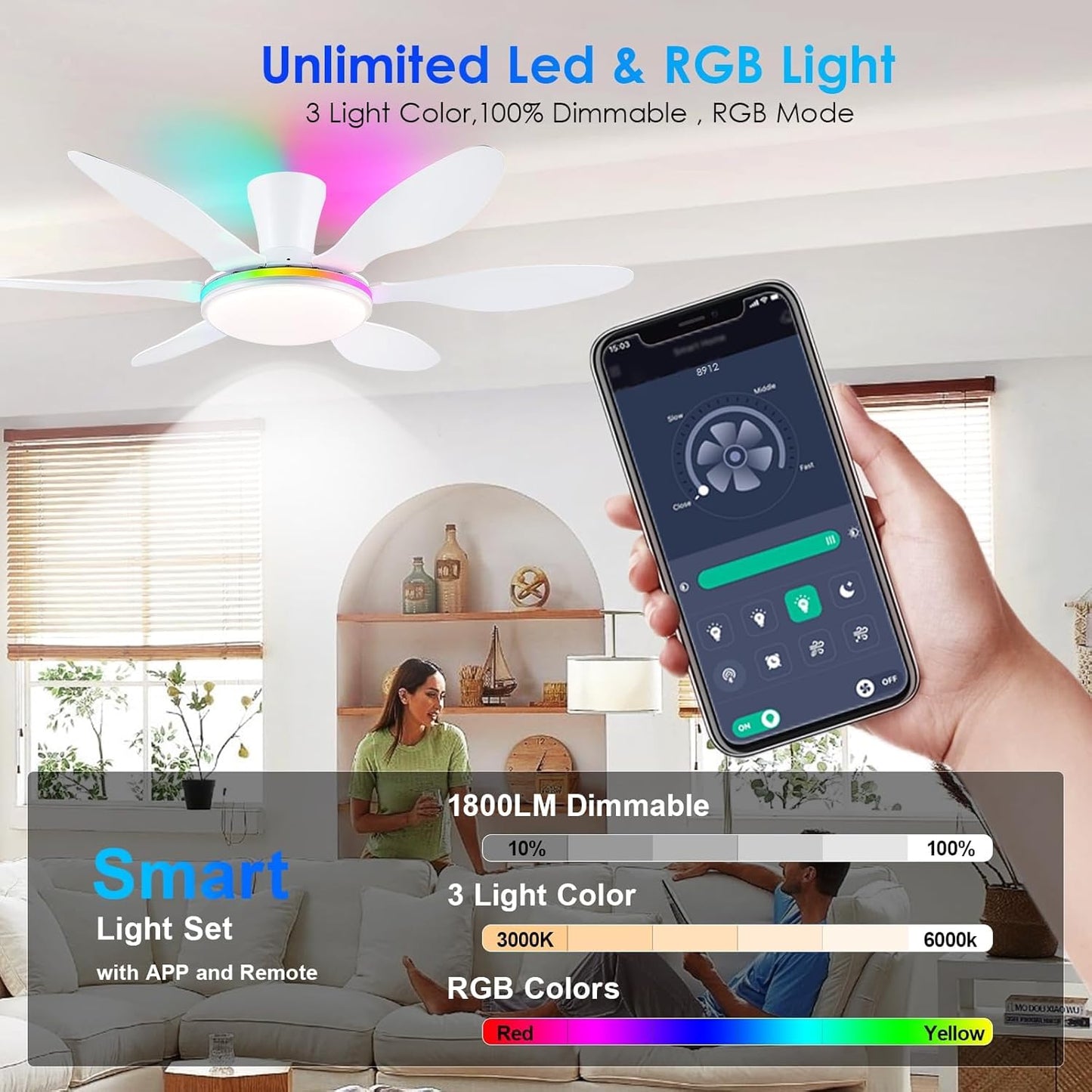 51 White RGB Ceiling Fan