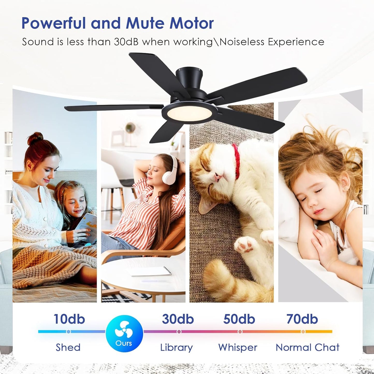 52 Inch Black Ceiling Fan
