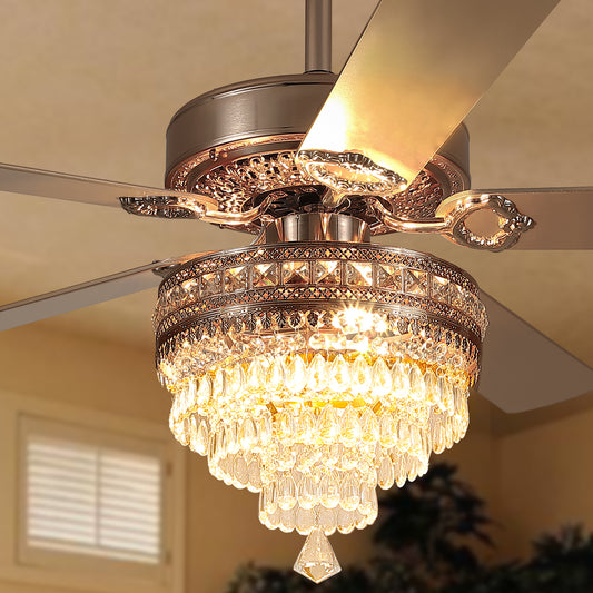 Kviflon  52/ 62 inch Crystal Ceiling Fan with Light