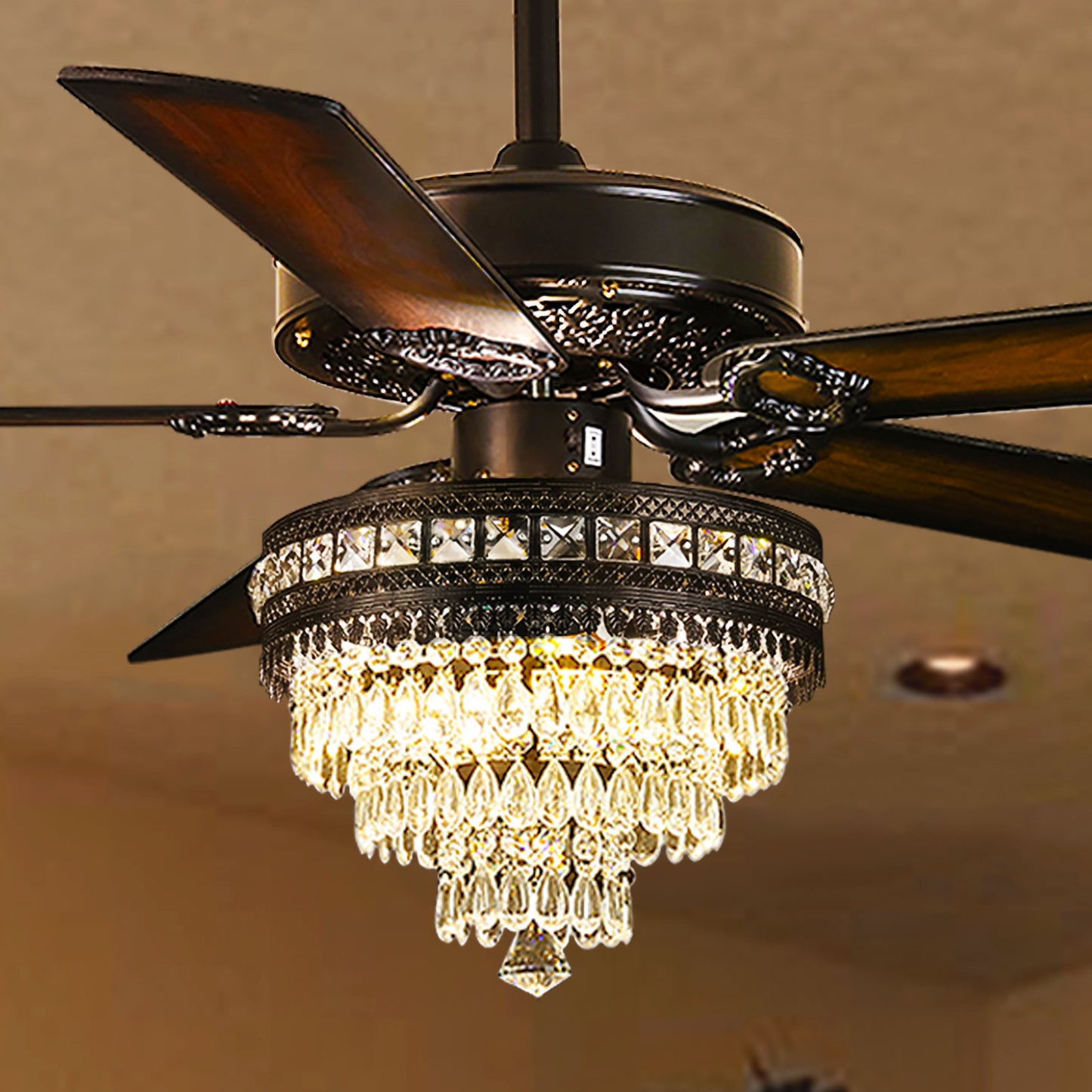 Kviflon  52/ 62 inch Crystal Ceiling Fan with Light