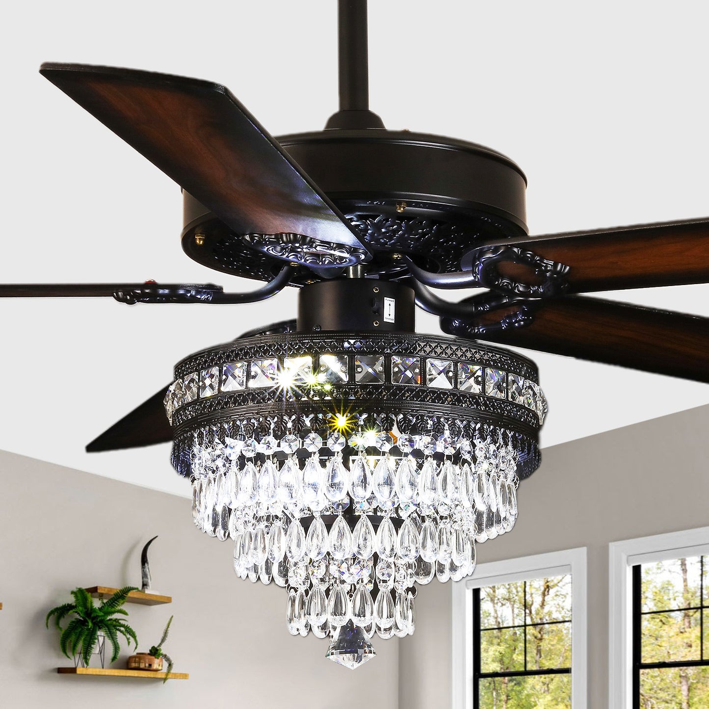 Kviflon  52/ 62 inch Crystal Ceiling Fan with Light