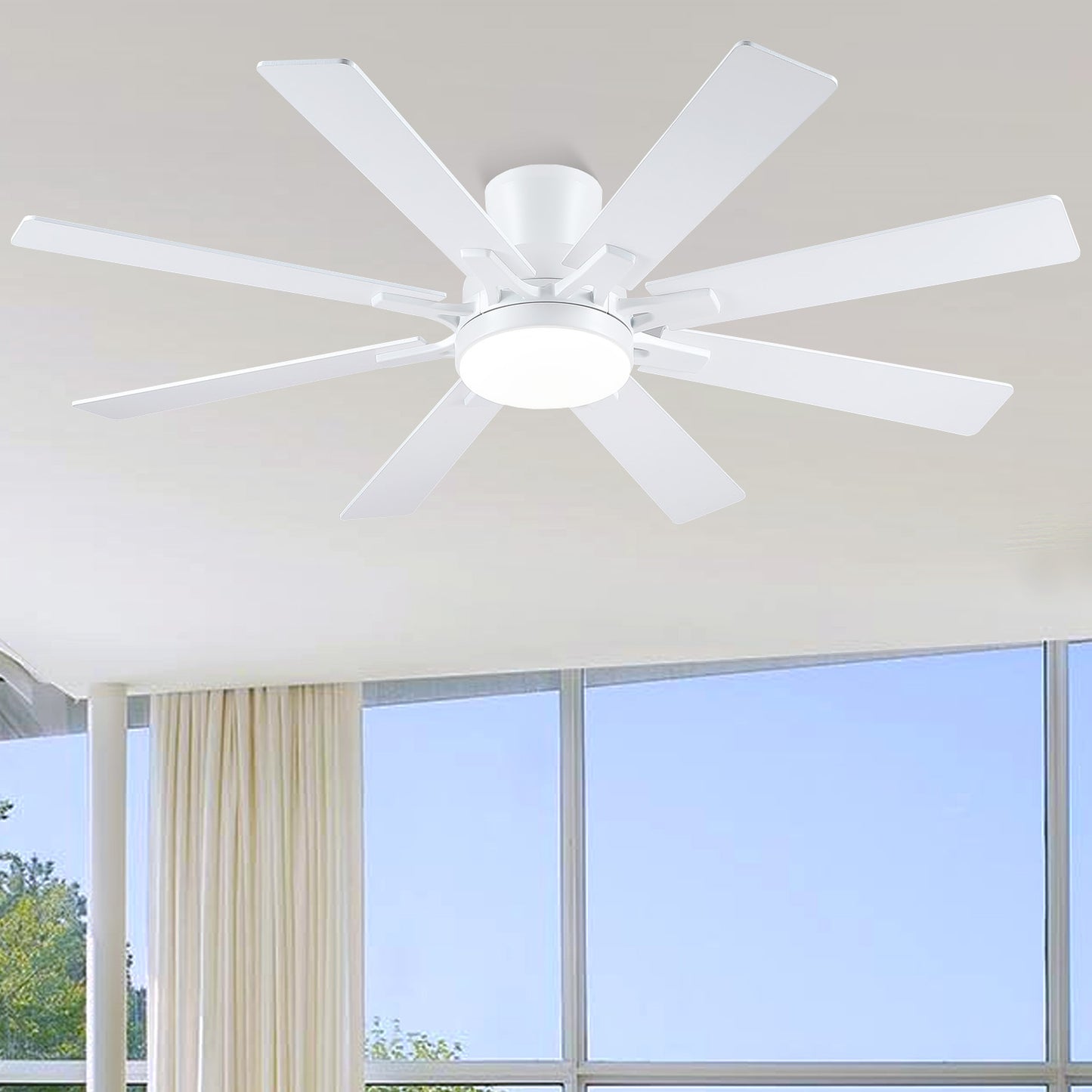 52 Inch Flush Mount Ceiling Fan with 8 Blades