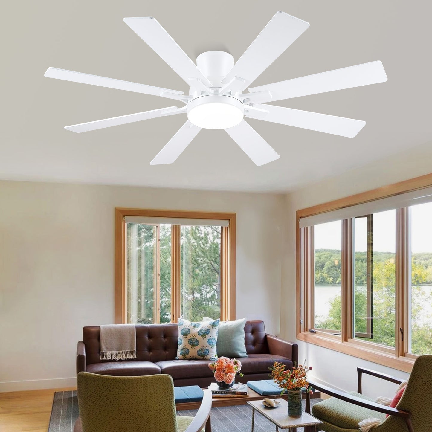 52 Inch Flush Mount Ceiling Fan with 8 Blades