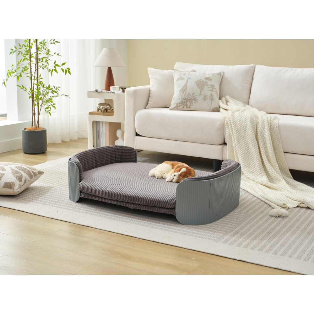 Bellura Pet - Scandinavian Style Grey Cat Couch Bed with Removable Mattress Cover for Large Animals, Indoor Cat Sofa in Elegant Design