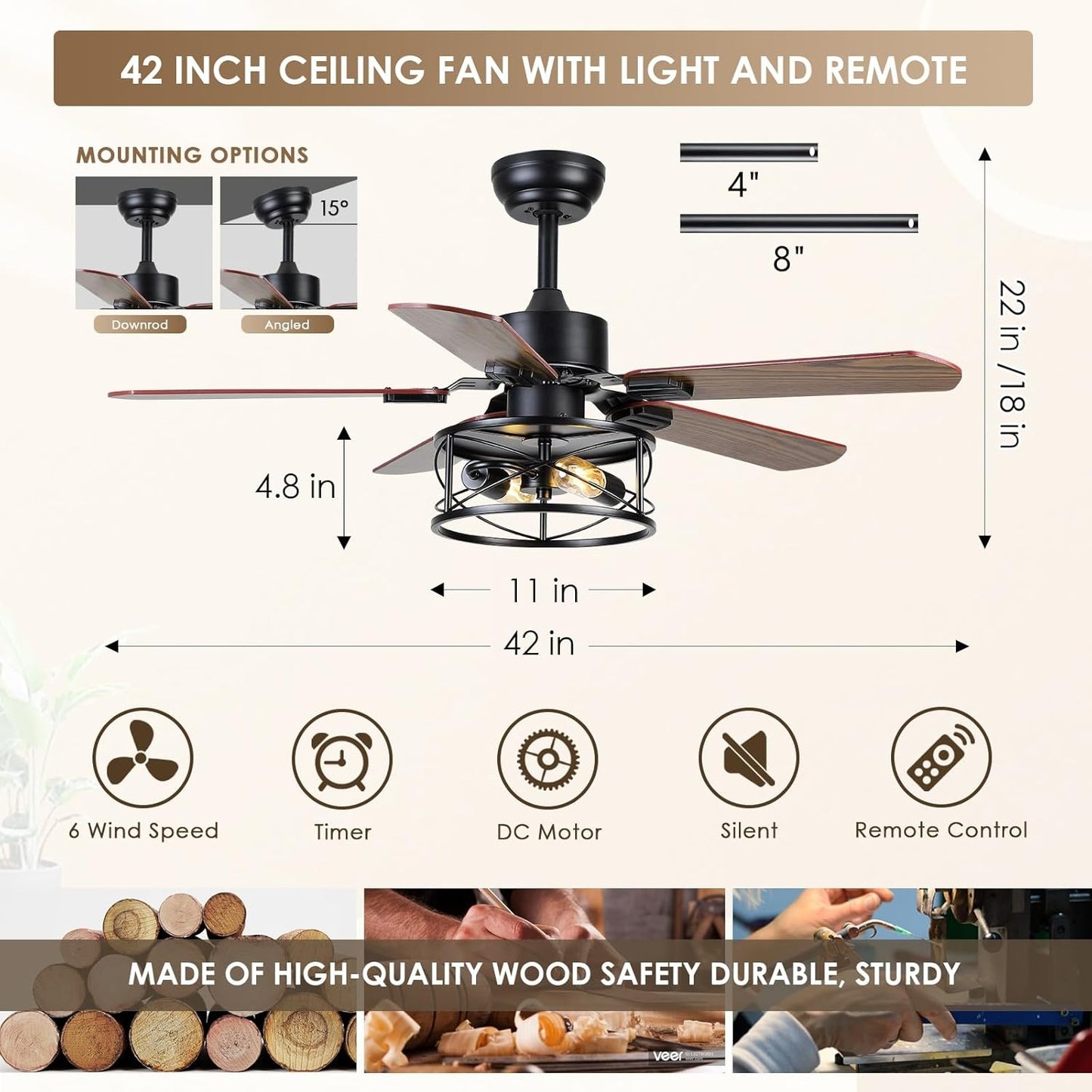 42 or 52 Ceiling Fan