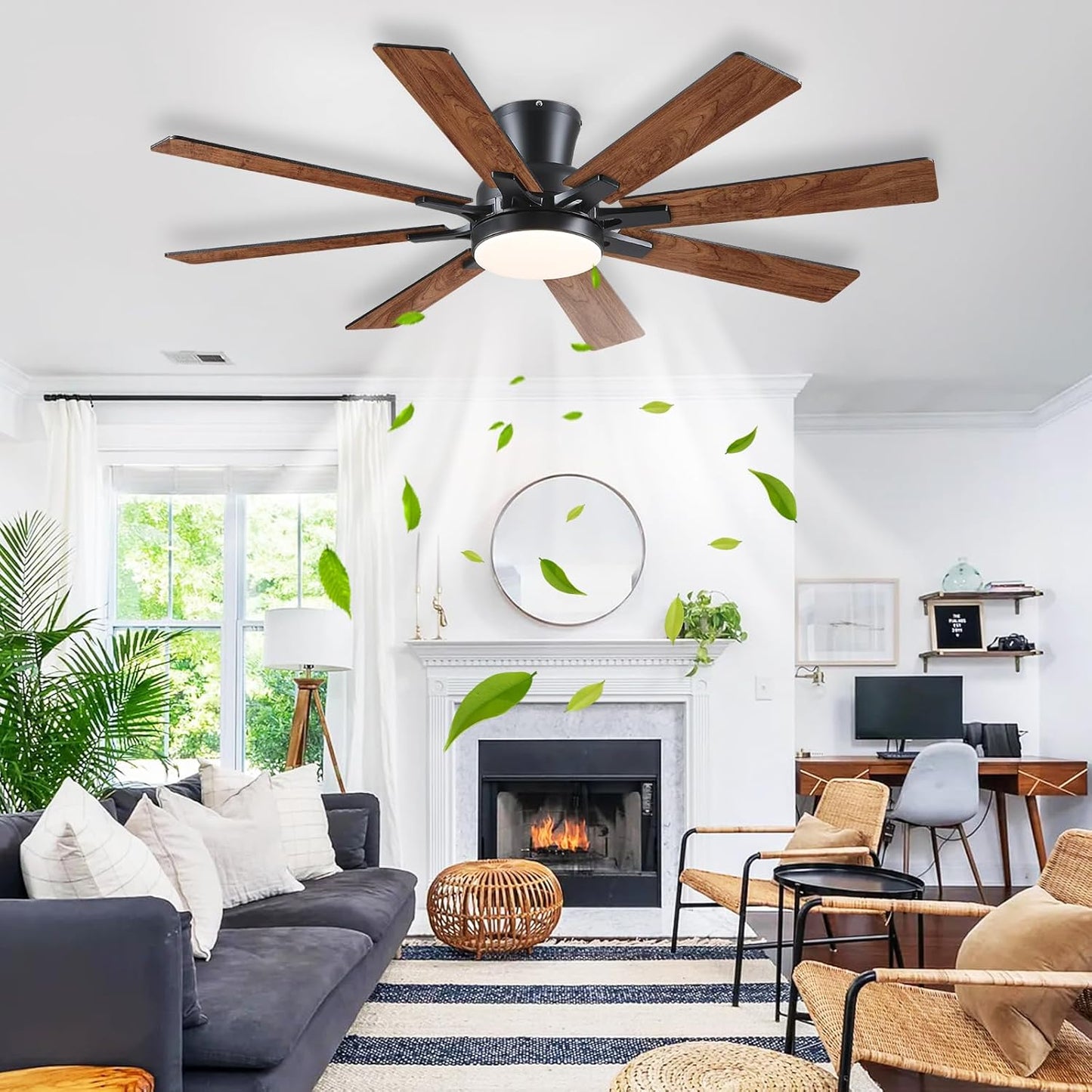 52 Inch Flush Mount Ceiling Fan with 8 Blades