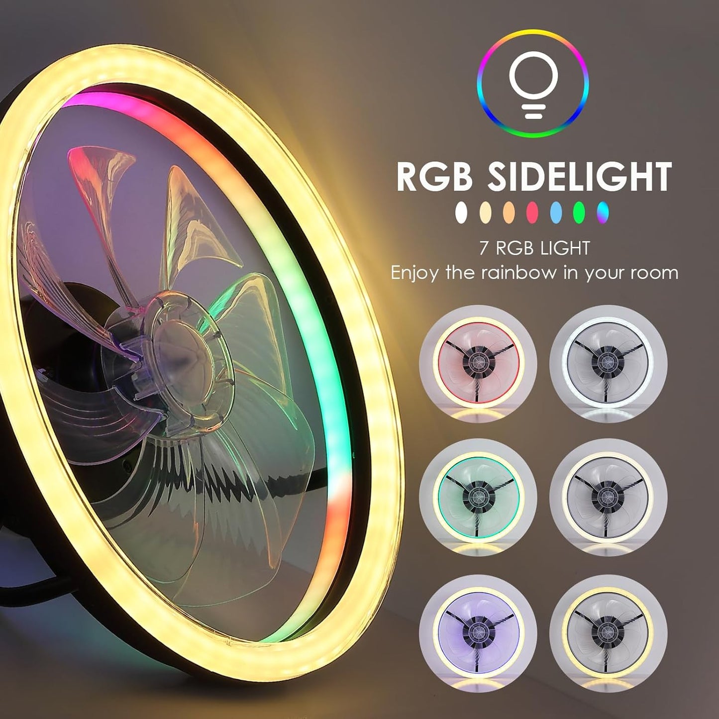 16 Inch Flush Mount modern Fan light for Bathroom,Closet