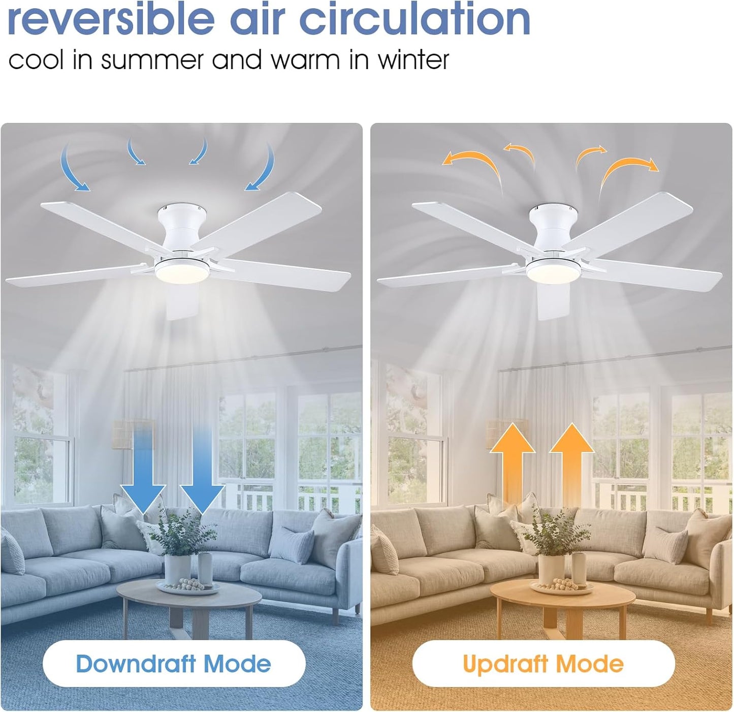 52 Inch Flush Mount Ceiling Fan