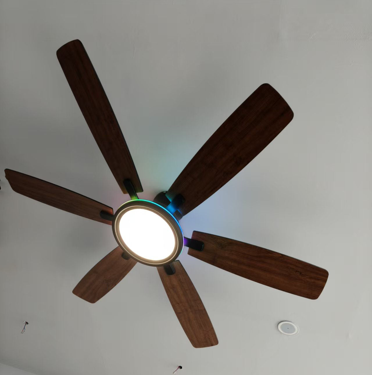 54" RGB Ceiling Fan Light,Flush Mount Low Profile Ceiling Fan,3 CCT and Dimmable LED