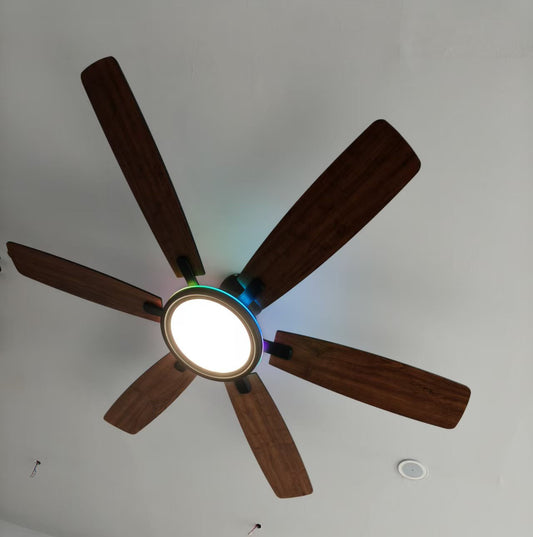 54" RGB Ceiling Fan Light,Flush Mount Low Profile Ceiling Fan,3 CCT and Dimmable LED