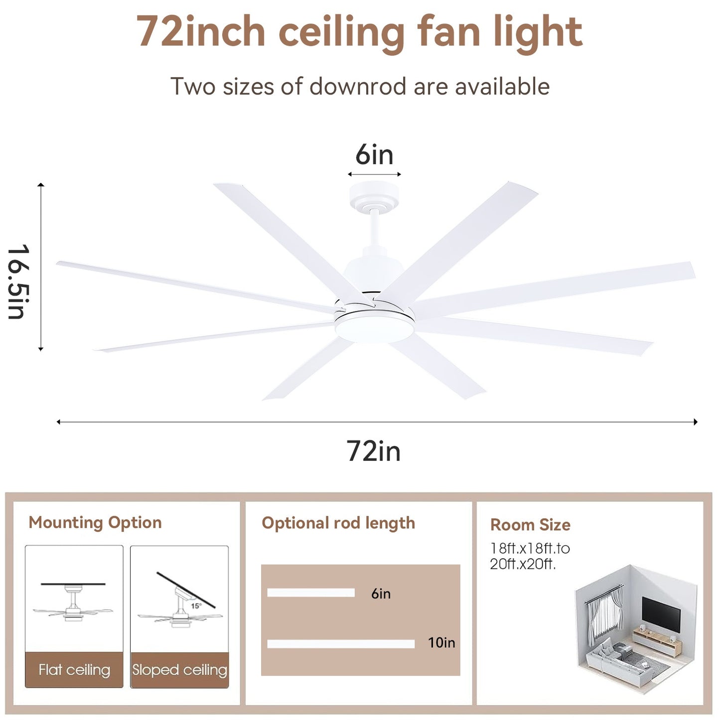 72 Inch Large Ceiling Fan