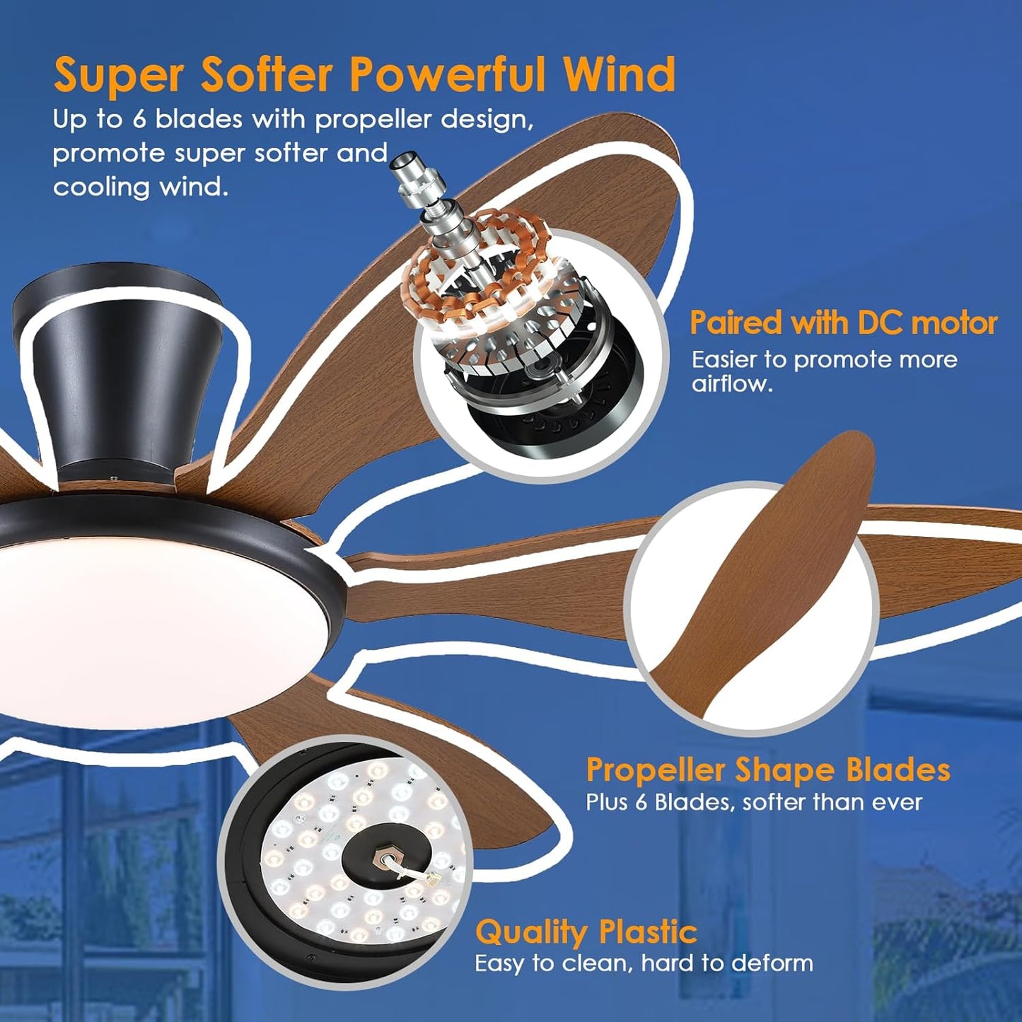 51 Inch Flush Mount Ceiling Fan