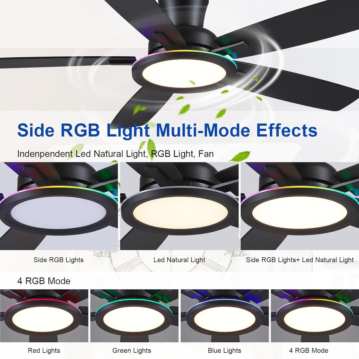 52 Inch Black Ceiling Fan