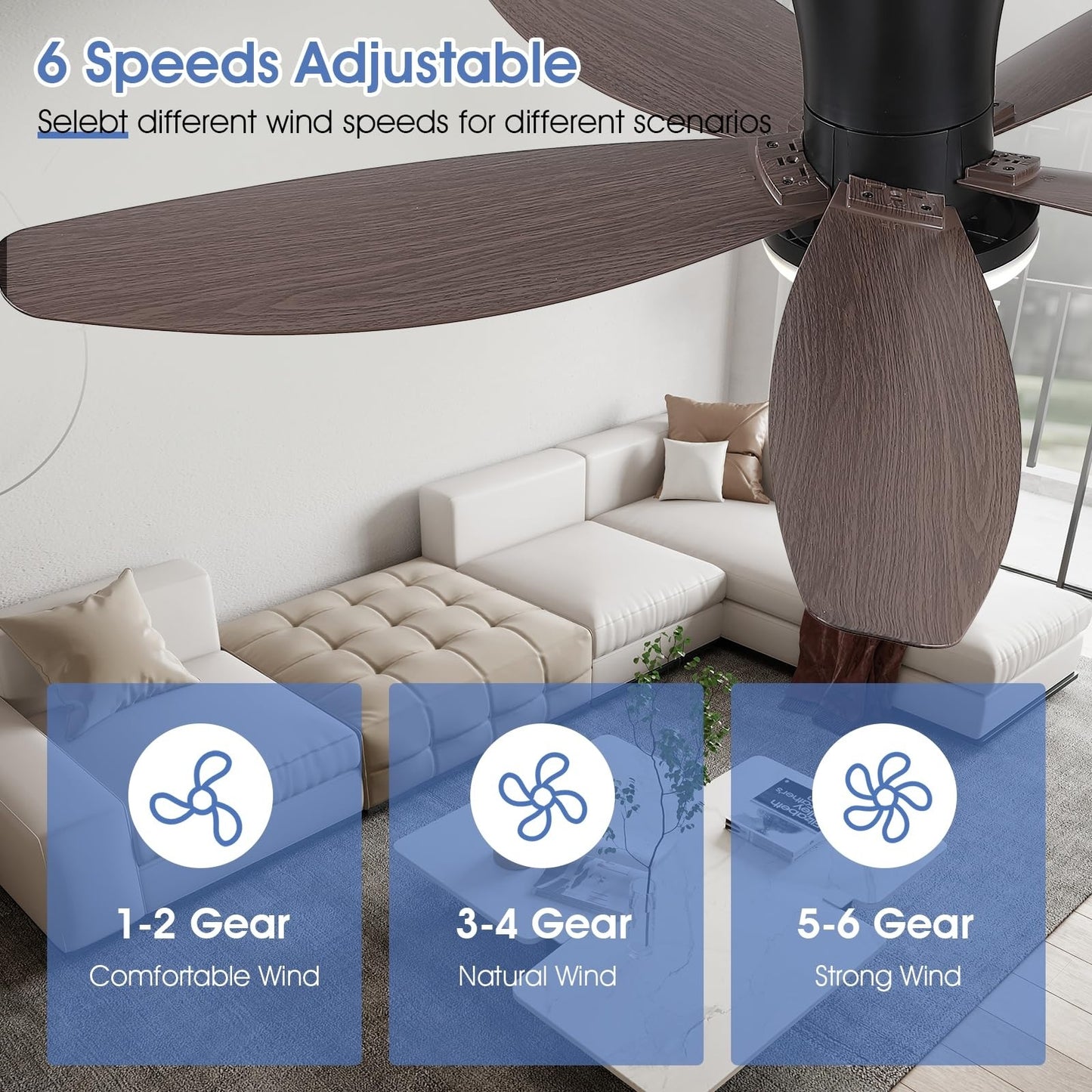 42 Inch Low Profile Flush Mount Ceiling Fan