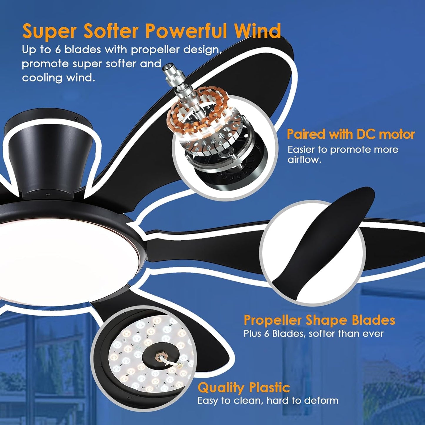 51 Inch Flush Mount Ceiling Fan