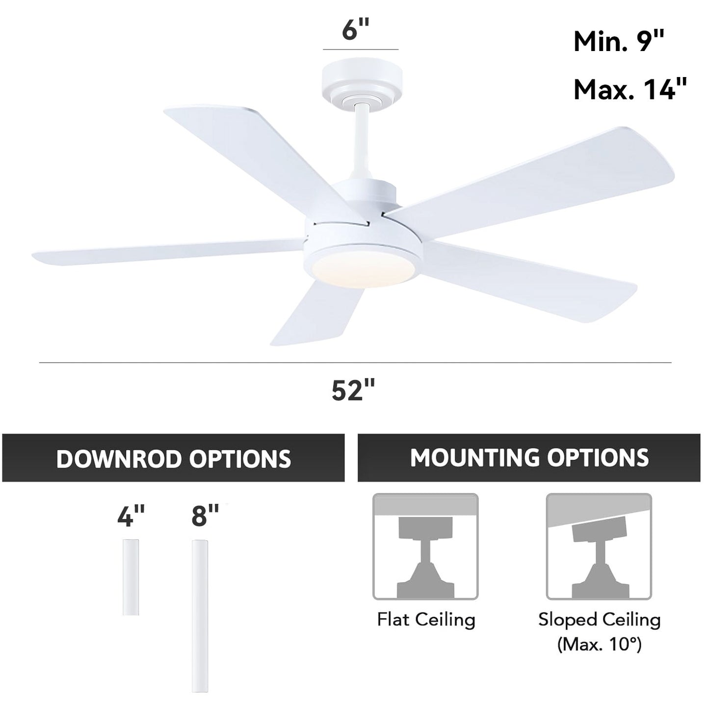 52" Modern Ceiling Fan