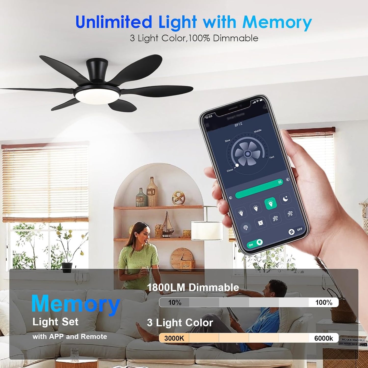 51 Inch Flush Mount Ceiling Fan