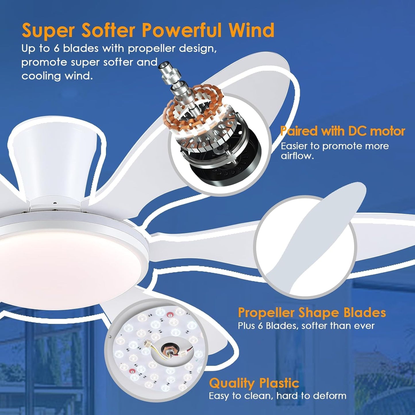 51 Inch Flush Mount Ceiling Fan