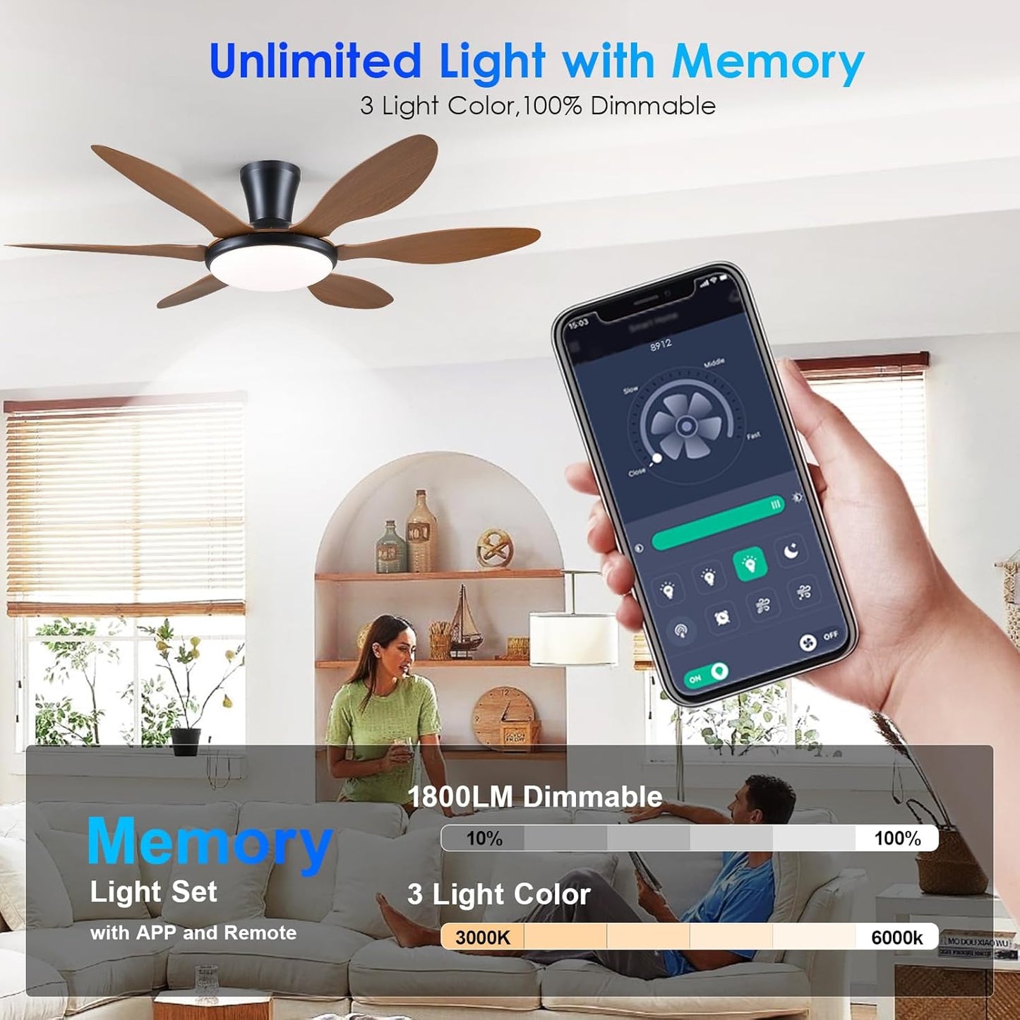 51 Inch Flush Mount Ceiling Fan