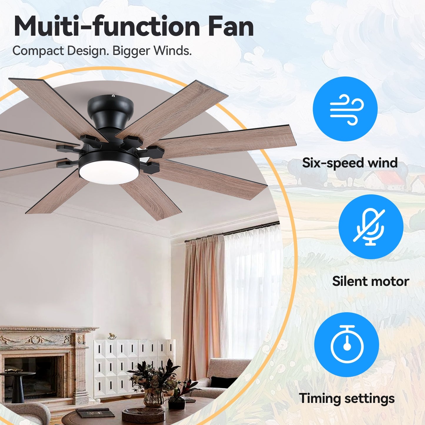 52 Inch 8 Blades Ceiling Fan