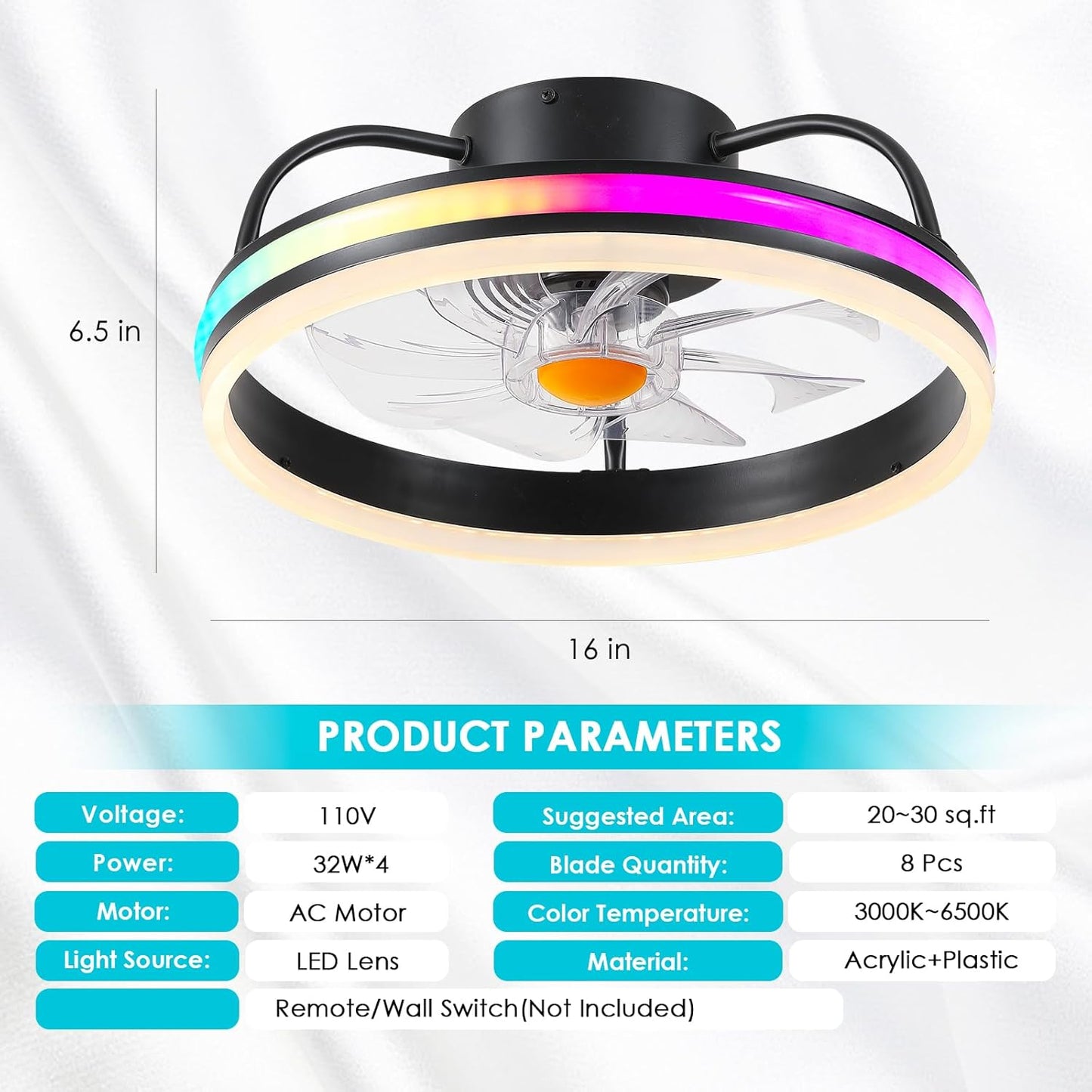 16 Inches Circle Ceiling Fan Light ,Small Ceiling Fan