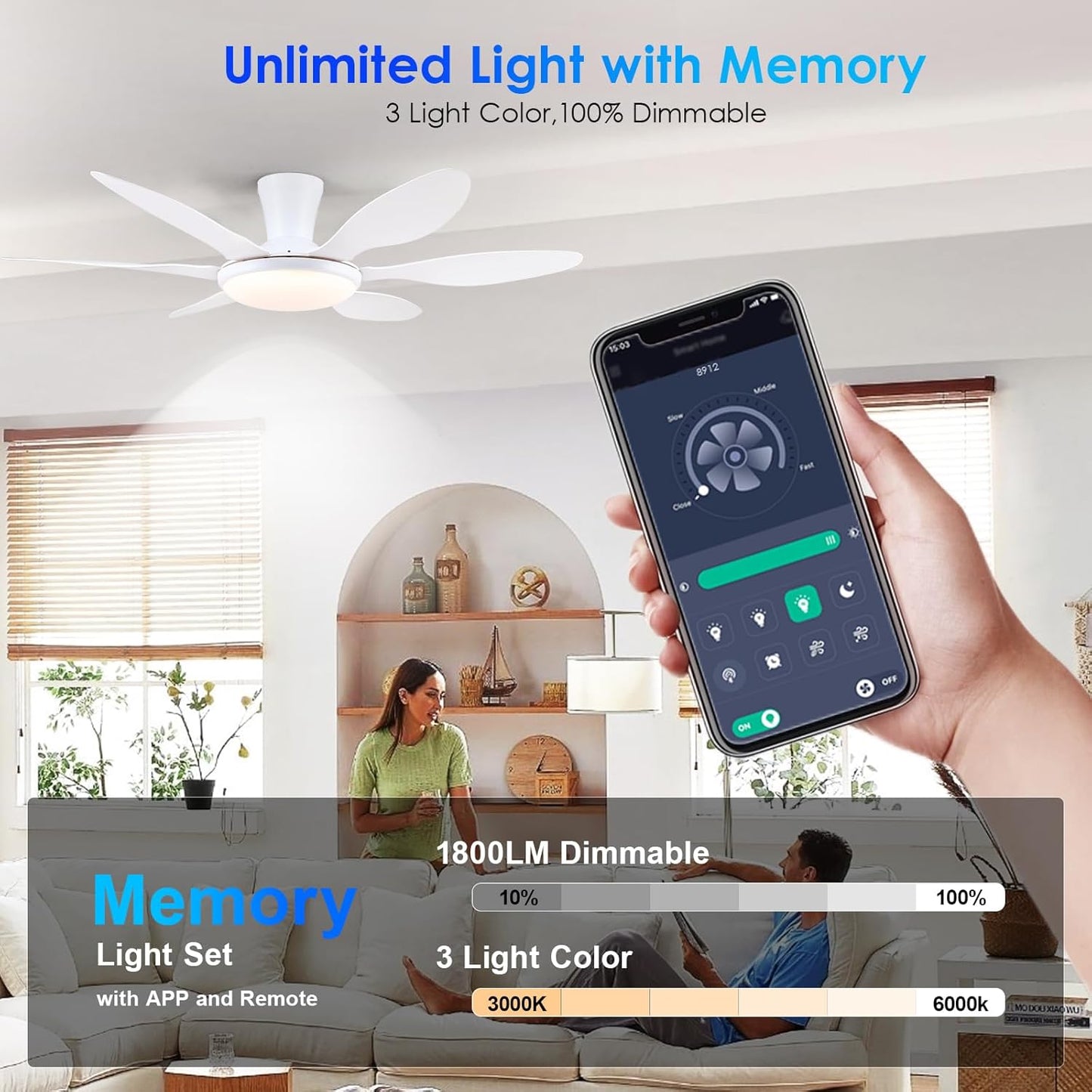 51 Inch Flush Mount Ceiling Fan