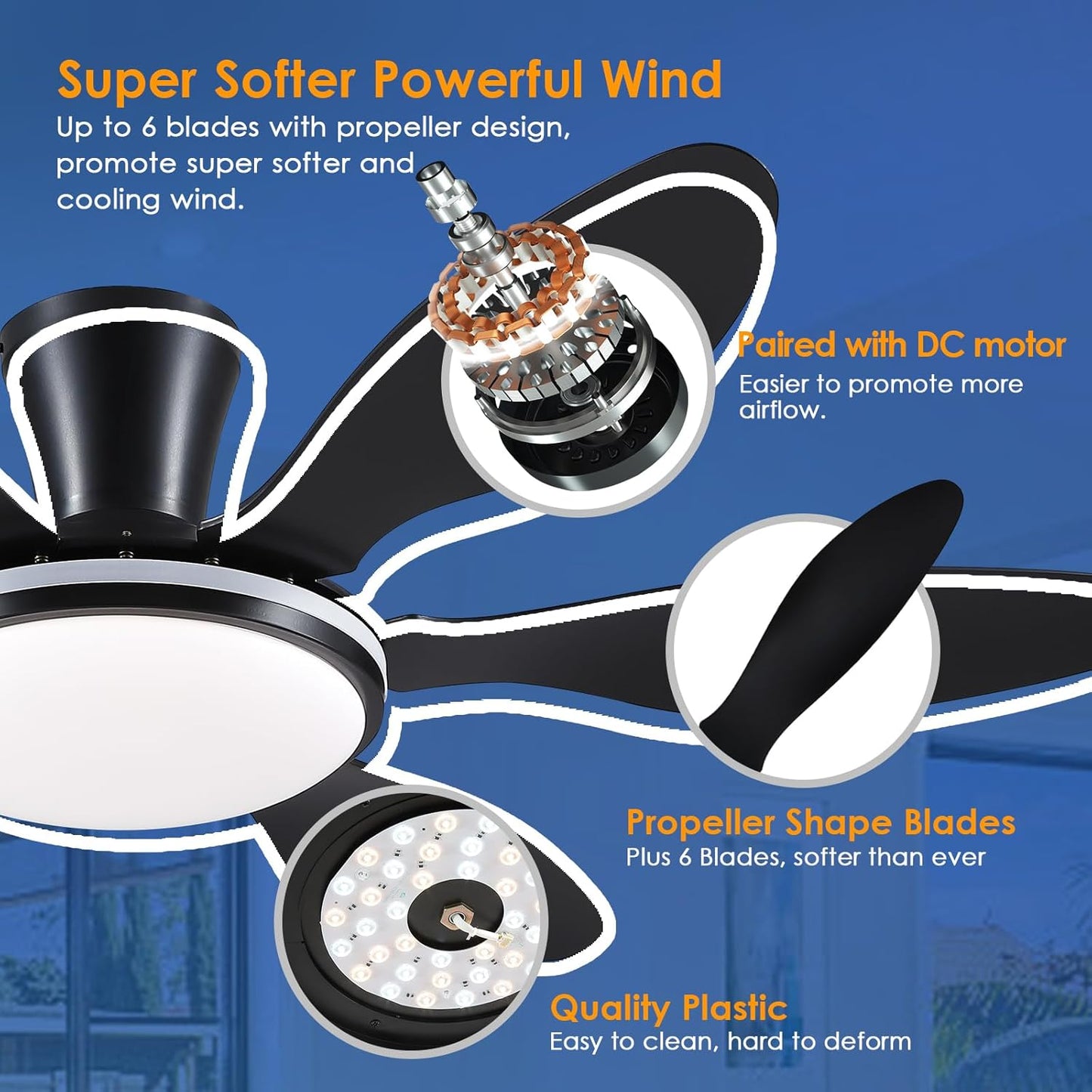 51 Inch Flush Mount Ceiling Fan