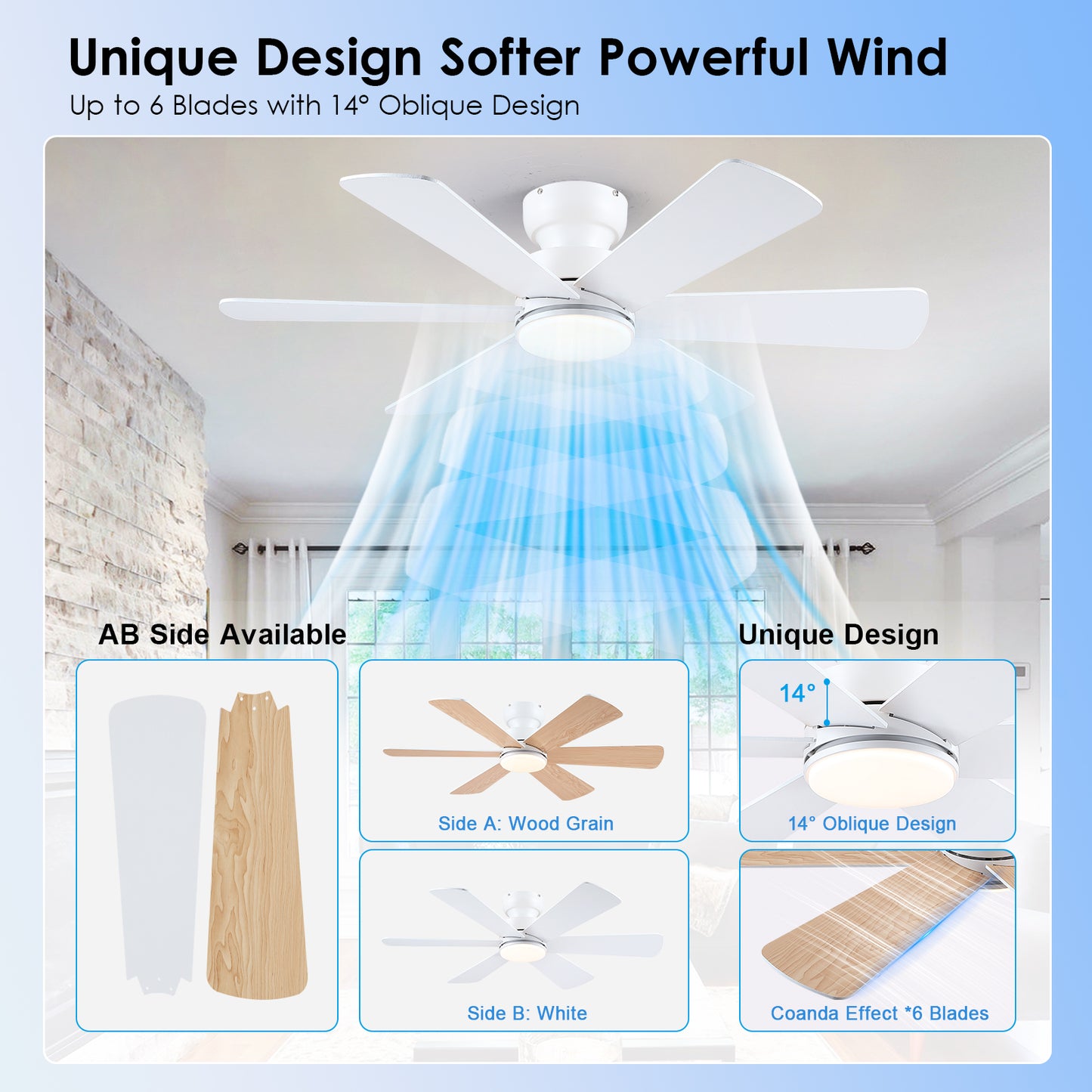 46 Inch Downrod  Ceiling Fan with 5 Blades