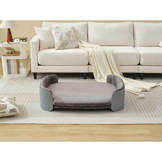 Bellura Pet - Scandinavian Style Grey Cat Couch Bed with Removable Mattress Cover for Large Animals, Indoor Cat Sofa in Elegant Design