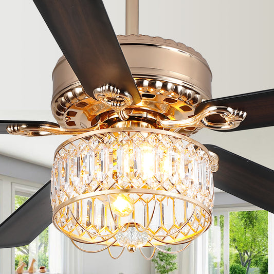 52 Inches Downrod Ceiling Fan with Light,Crystal Ceiling Fan Light for different decor needs,for Kitchen,Dining Room,Bedroom