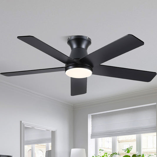 46 Inches Flush Mount Ceiling Fan Light,5 Blades,Reversible Airflow