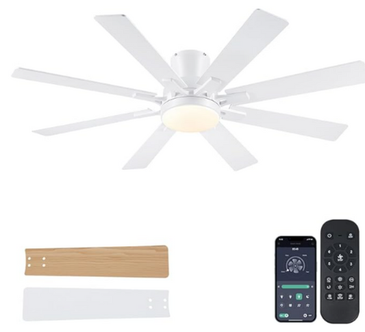 52 Inch Flush Mount Ceiling Fan with 8 Blades