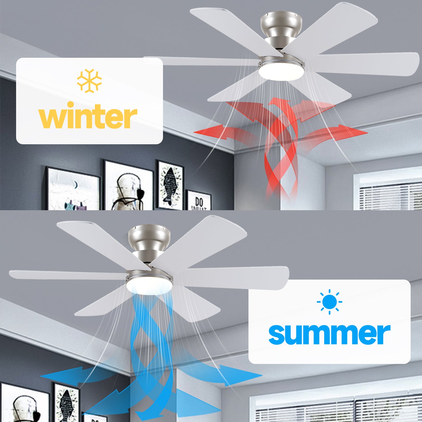 46 Inch Downrod  Ceiling Fan with 5 Blades