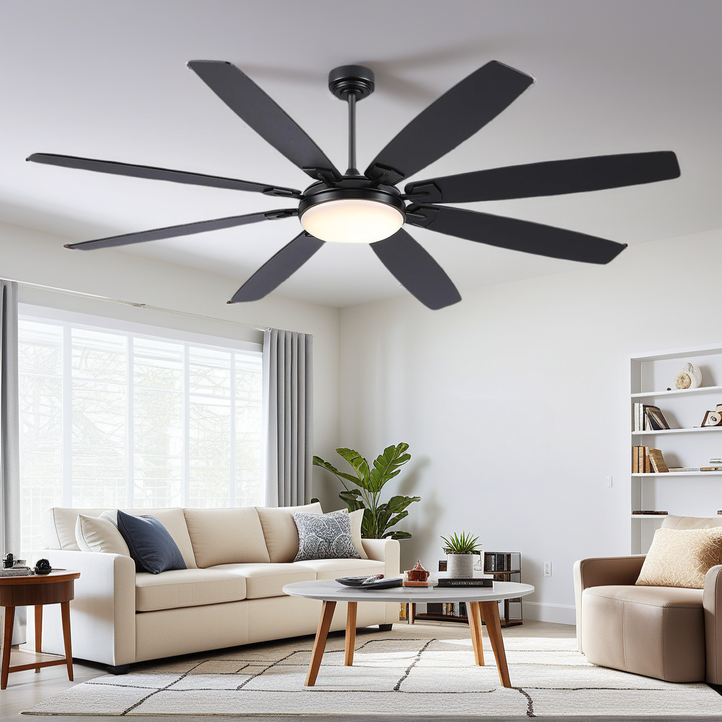72 Inch Downrod Reversible Ceiling Fan with 8 Plywood Blades