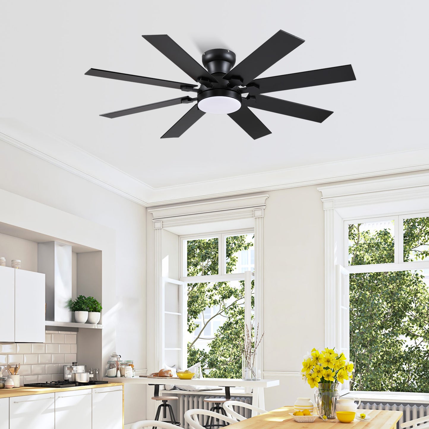 52 Inch 8 Blades Flush Mount Ceiling Fan