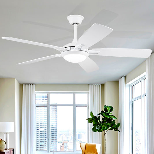 52 Inch White Ceiling Fan with LED